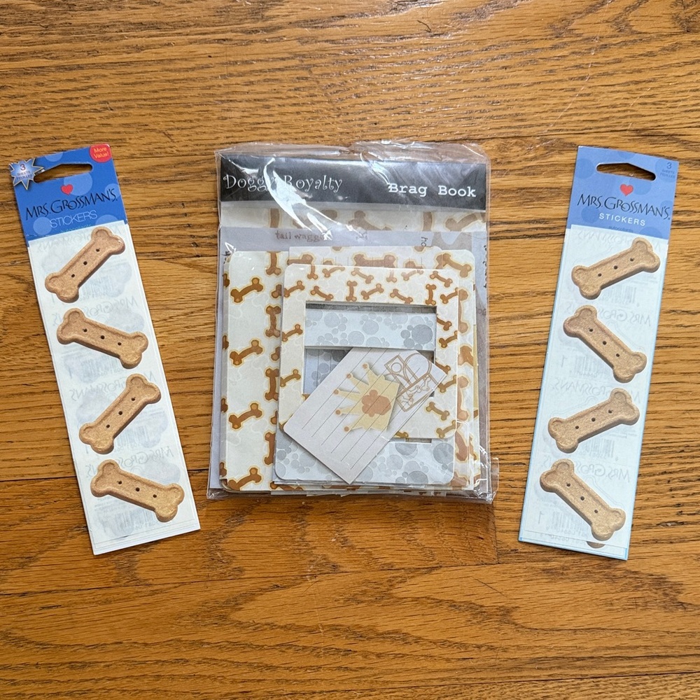 Craft Keepsake Dog Brag Book with Tan and White Design and 2extra sticker sheets